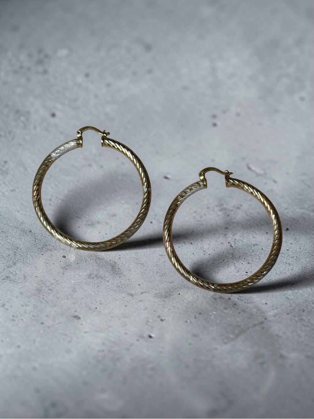 10k Two-Toned Gold Twisted Hoop Earrings